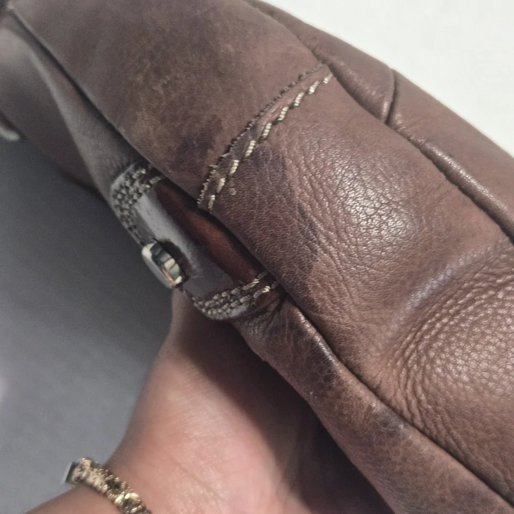 Fossil Brown‎ Pebbled Leather Hobo Crossbody Bag Adjustable Strap Purse